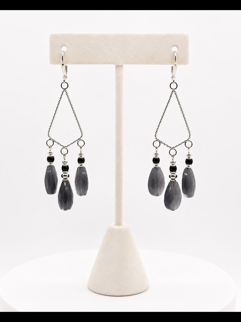 Elegant Gray Teardrop Dangle Earrings - Women Jewelry